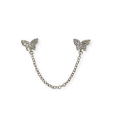 Sweet Double Butterfly Chain Stud Earrings